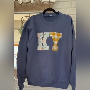 Navy Sweatshirt with “KY” fabric sewn letters